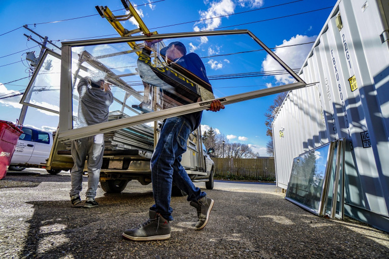 glass installation worker